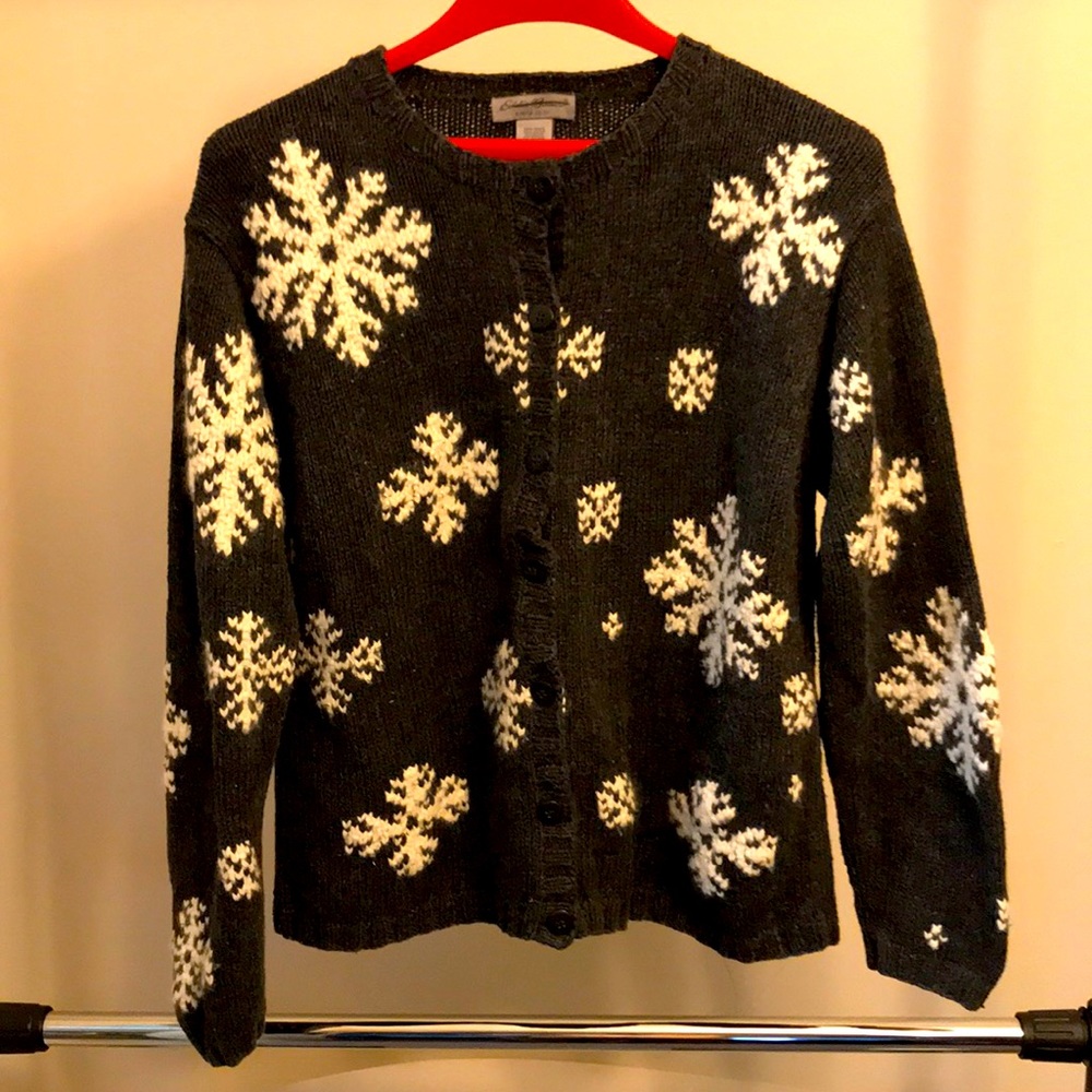 Eddie Bauer Snowflake Ramie-Cotton Cardigan